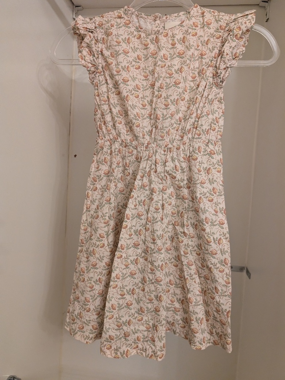 The New Society Girls Beige Floral Dress Elastic Waist Size 6